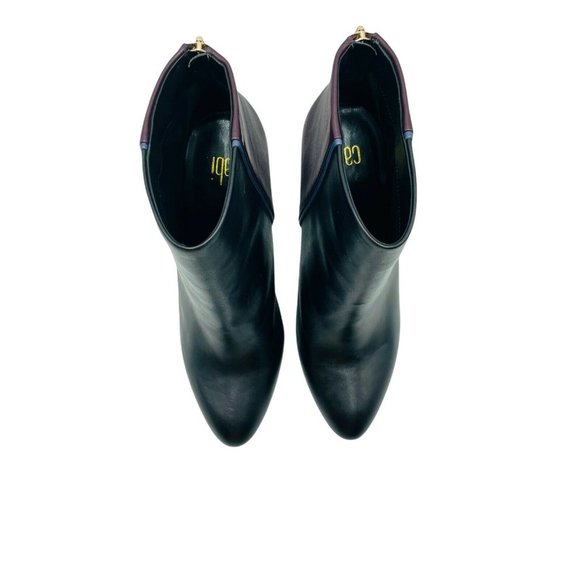 Cabi Bisset Bootie Black Purple 8 Women Leather Colorblock Boot Heel Pointed Toe - Picture 5 of 7